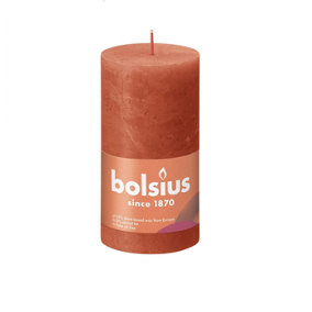 Bolsius Rustic Earthy Orange Shine Pillar Candle. Unscented. H13 cm