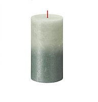 Bolsius Rustic Faded Foggy Green Oxid Blue Metallic Candle. Unscented. H13 cm