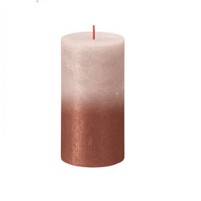 Bolsius Rustic Metallic Candle Faded Misty Pink Amber. Unscented. H13 cm