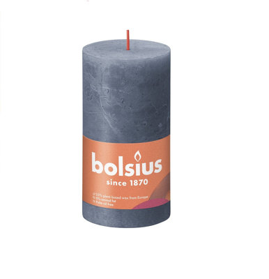 Bolsius Rustic Twilight Blue Shine Pillar Candle. Unscented. H13 cm