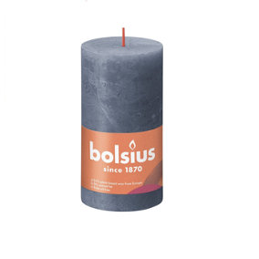 Bolsius Rustic Twilight Blue Shine Pillar Candle. Unscented. H13 cm