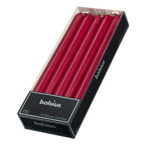 Bolsius Tapered Candles (Pack of 10) Dark Red (One Size)