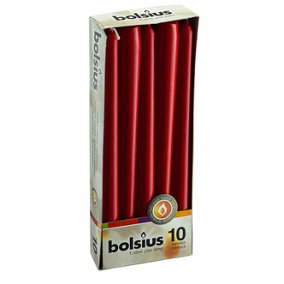 Bolsius Tapered Candles (Pack of 10) Red (One Size)