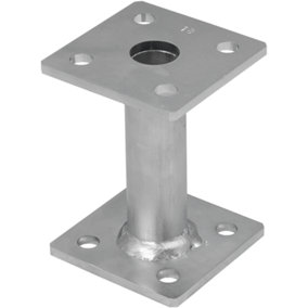 Bolt Down 100mm ( Pack of: 1 ) Pergola Elevated Post Base Support Heavy Duty Galvanised 4mm Fence Foot Bracket - Fencing, Decking