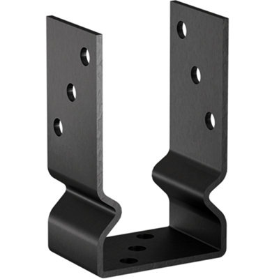 Bolt Down 101mm - 4" BLACK ( Pack of: 2 ) U Shape Galvanised Post Support Heavy Duty 4mm Fence Foot Base Bracket