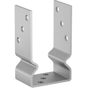 Bolt Down 101mm - 4" SILVER ( Pack of: 1 ) U Shape Galvanised Post Support Heavy Duty 4mm Fence Foot Base Bracket