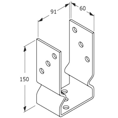 Bolt Down 91mm - 3.6" SILVER ( Pack of: 1 ) U Shape Galvanised Post Support Heavy Duty 4mm Fence Foot Base Bracket - 6