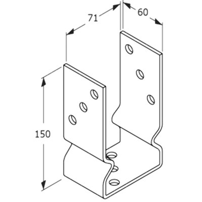 Bolt Down 91mm - 3.6" SILVER ( Pack of: 6 ) U Shape Galvanised Post Support Heavy Duty 4mm Fence Foot Base Bracket - 7
