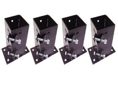 Bolt Down Fence Post Holders 3" 75MM X4 (Bolt Grip Fencing Support Shoe)