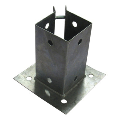 Bolt Down Fence Post Support 100MM Bolt Grip X1 (Galvanised Fencing Base Shoe Foot)