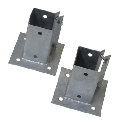 Bolt Down Fence Post Support 100MM Bolt Grip X2 (Galvanised Fencing Base Shoe Foot)