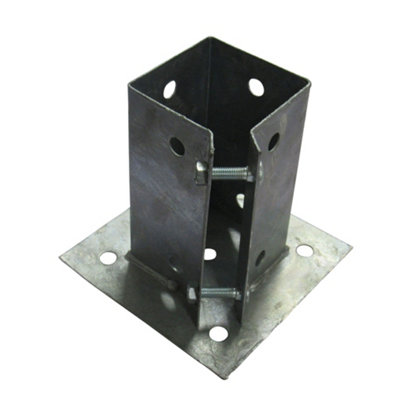 Bolt Down Fence Post Support 100MM Bolt Grip X4 (Galvanised Fencing Base Shoe Foot)