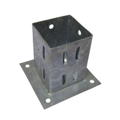 Bolt Down Fence Post Support 100MM Wedge Grip x1 (Galvanised Fencing Base Shoe Foot)