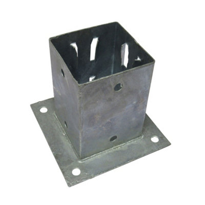 Bolt Down Fence Post Support 100MM Wedge Grip x1 (Galvanised Fencing Base Shoe Foot) - 3