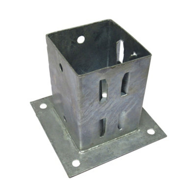 Bolt Down Fence Post Support 100MM Wedge Grip x1 (Galvanised Fencing Base Shoe Foot) - 4