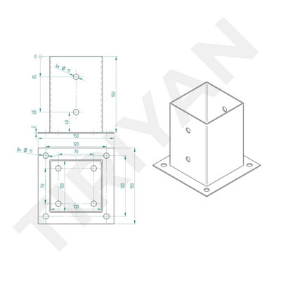Bolt Down Fence Post Support Heavy Duty Galvanised Square Foot Base ...