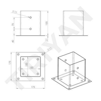 Bolt Down Fence Post Support Heavy Duty Galvanised Square Foot Base ...