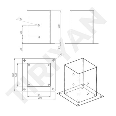 Bolt Down Fence Post Support Heavy Duty Galvanised Square Foot Base ...