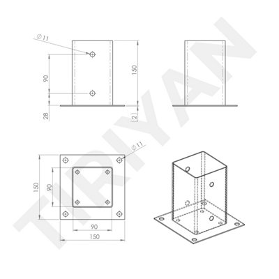 Bolt Down Fence Post Support Heavy Duty Galvanised Square Foot Base ...