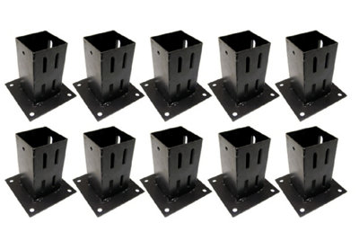 Bolt Down Fence Post Supports 3" 75MM X10 (Square Wedge Grip Fencing Shoe)