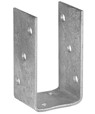 BOLT DOWN Heavy Duty 4mm Galvanised ("U" Shape) BRACKET Base POST Fence FOOT Internal Size: 76 mm - 3"