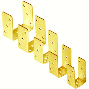 Bolt Down U Shape 101mm - 4" GOLD ( Pack of: 1 ) Galvanised Post Support Heavy Duty 4mm Fence Foot Base Bracket