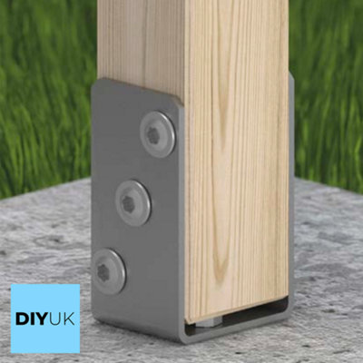 Bolt Down U Shape 81mm - 3.2" GOLD ( Pack of: 2 ) Galvanised Post Support Heavy Duty 4mm Fence Foot Base Bracket - 3