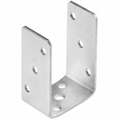 Bolt Down U Shape 81mm - 3.2" GOLD ( Pack of: 2 ) Galvanised Post Support Heavy Duty 4mm Fence Foot Base Bracket - 6