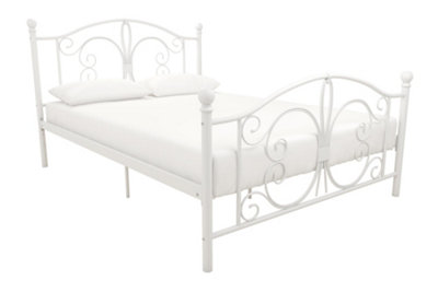 Bombay metal bed in white, double