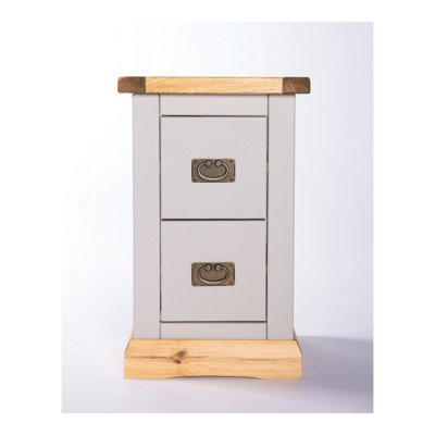 Bomporto 2 Drawer Petite Bedside Table Brass Drop Handle