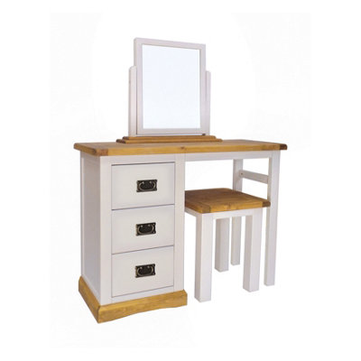 Bomporto 3 Drawer Dressing Table Set Brass Drop Handle