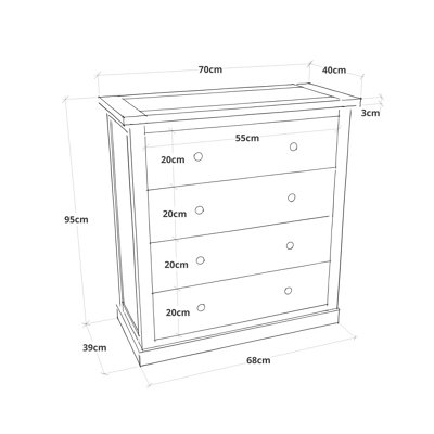Bomporto 4 Drawer Chest of Drawers Bras Drop Handle