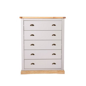 Bomporto 5 Drawer Chest of Drawers Brass Cup Handle