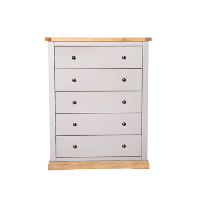 Bomporto 5 Drawer Chest of Drawers Brass Knob