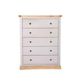 Bomporto 5 Drawer Chest of Drawers Brass Knob