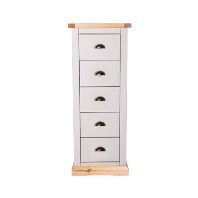 Bomporto 5 Drawer Narrow Chest of Drawers Brass Cup Handle