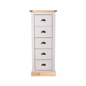 Bomporto 5 Drawer Narrow Chest of Drawers Brass Cup Handle