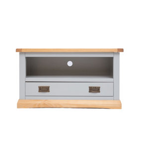 Bomporto Light Grey 1 Drawer TV Cabinet Brass Drop Handle