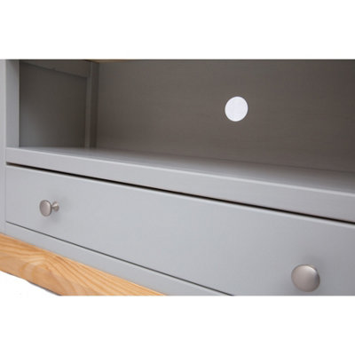 Bomporto Light Grey 1 Drawer TV Cabinet Chrome Knob