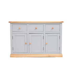 Bomporto Light Grey 3 Drawer 3 Door Sideboard Wood Knob
