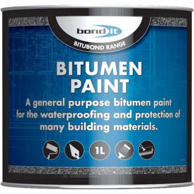 Bond-It Bitumen Paint  Solvent-borne bituminous black paint waterproofing 1L - Pack of 6