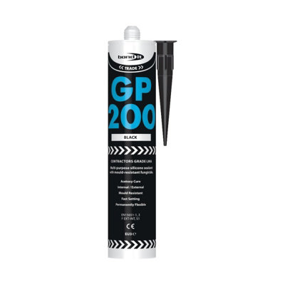 Bond It Black GP200 Contractors Grade LMA Silicone Sealant High Modulus Kitchen Bathroom