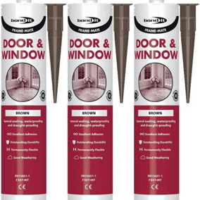 Bond It Brown Frame Mate Door and Window Silicone 310ml BDFMBR(p) (Pack of 3)