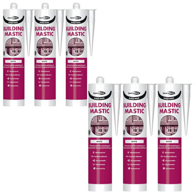 Bond It BUILD-MATE Building Mastic Silicone Sealant - 6x White, 310ml ...