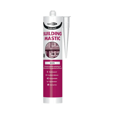 Bond It BUILD-MATE Building Mastic Silicone Sealant - 12x Stone, 310ml - Oil-Based Silicone Gunnable Pointing & Sealing Mastic