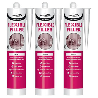 Bond It Dec Mate Decorators Caulk Flexible Filler White 310ml Pack of 3