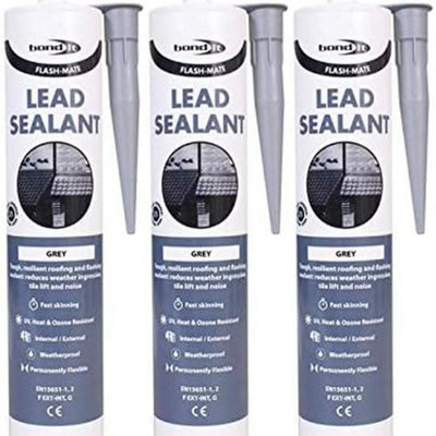 Bond It Flash Mate Lead Roofing Leak Repair Sealant Grey EU3 (Pack of 3)