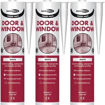 Bond it Frame Mate Door & Window Silicone Sealant White EU3, 310ml   (Pack of 3)