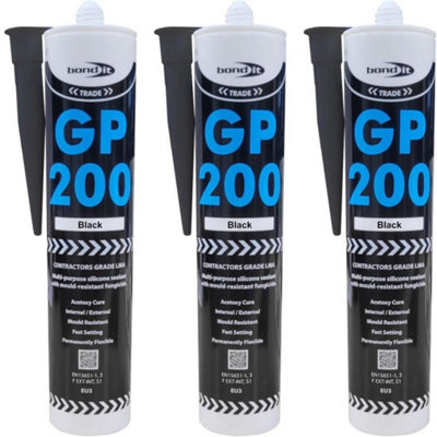 Bond IT General Purpose 200 Silicon Sealant Black 310ML Pack of 3