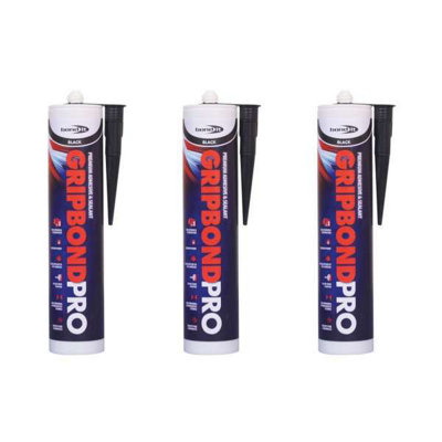 BOND-IT Gripbond Pro Hybrid Sealant and Adhesive Black 310ml - Pack of 3